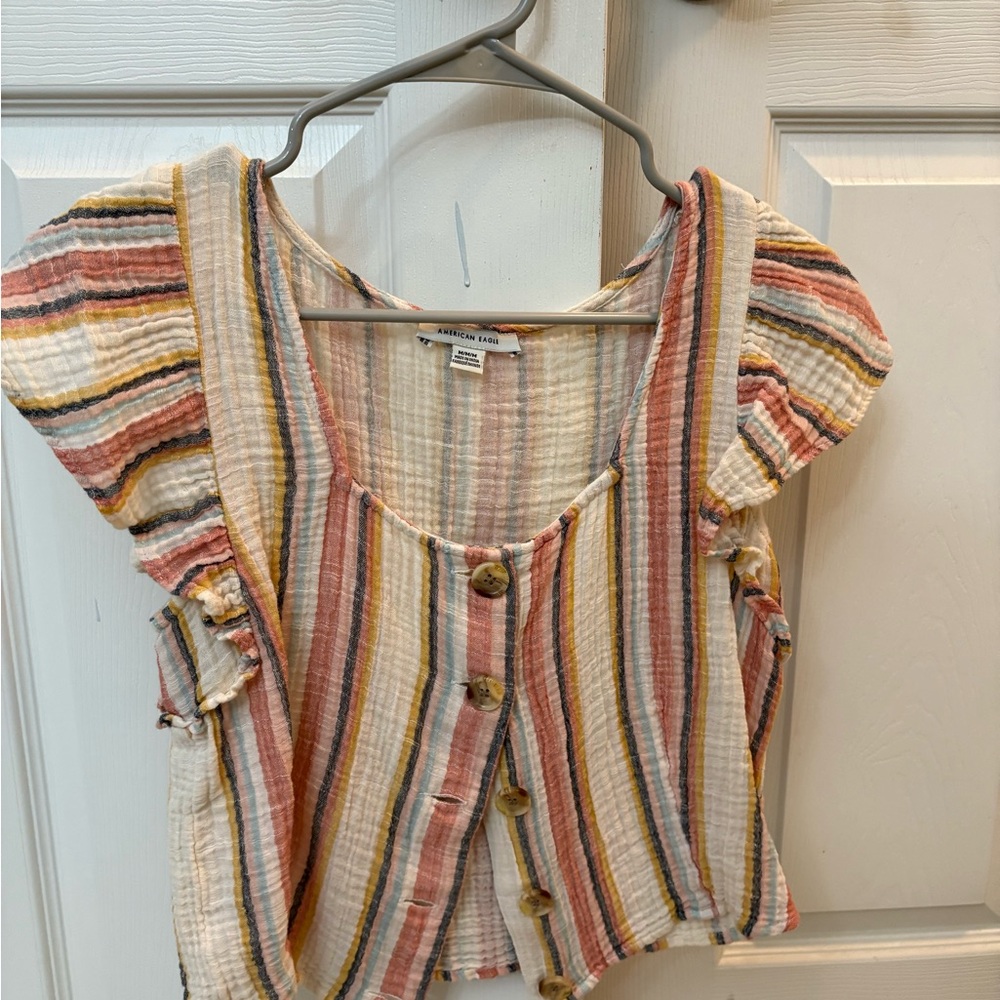 Striped Button-Down Top